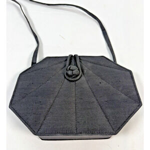 Jin Joya Black Thai Silk Octagonal Evening Purse Handbag Vintage Clutch